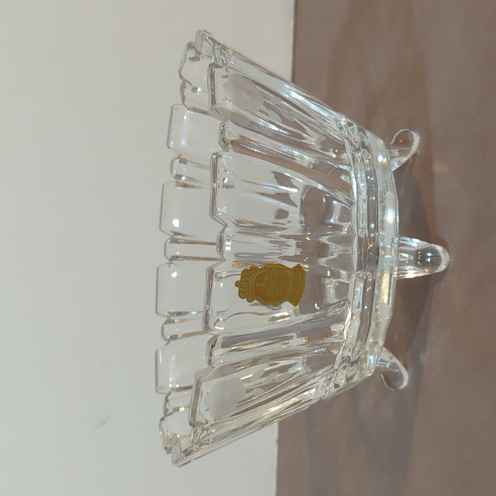 Western Germany Bowl Imperlux oval footed handcut lead crystal etched flowers